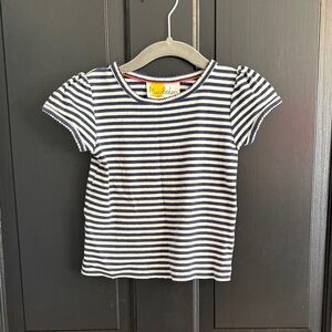 Mini Boden Navy and White Striped Short Sleeve Tee